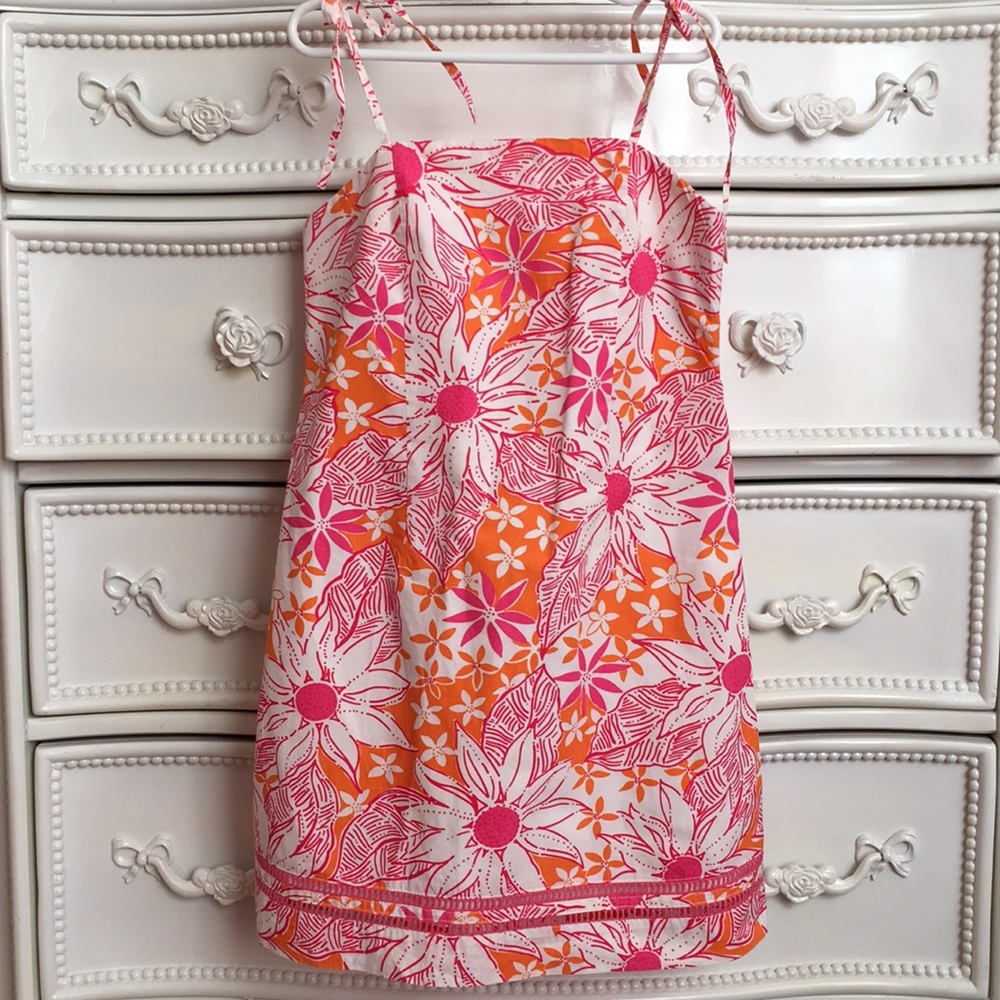 Lilly Pulitzer Girls Strappy Shift Dress 8 pink